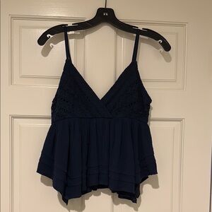 Elegant Navy Lace Women's Top